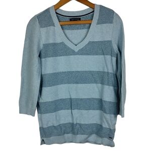 Tommy Hilfiger Blue Striped V-neck Sweater